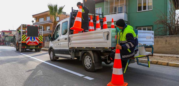 KISITLAMADA YOL ÇİZGİLERİ YENİLENDİ