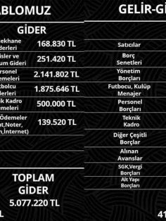 DENİZLİSPOR GELİR GİDER TABLOSUNU PAYLAŞTI